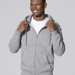 Felpa uomo cappuccio e zip leggera french terry