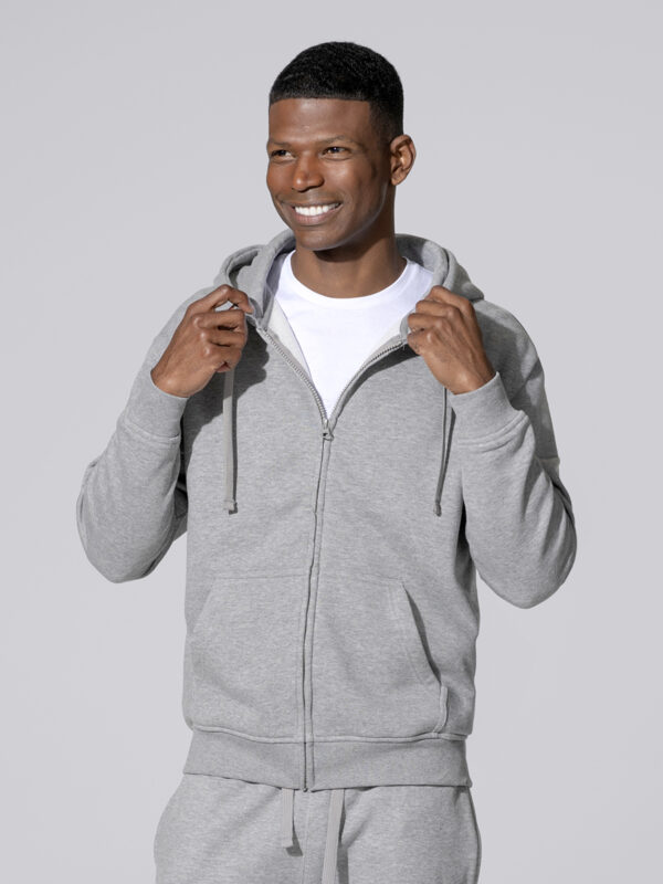 Felpa uomo cappuccio e zip leggera french terry