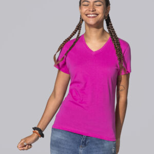 T-shirt donna manica corta collo a V Regular