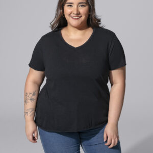 T-shirt donna manica corta collo a V CURVES