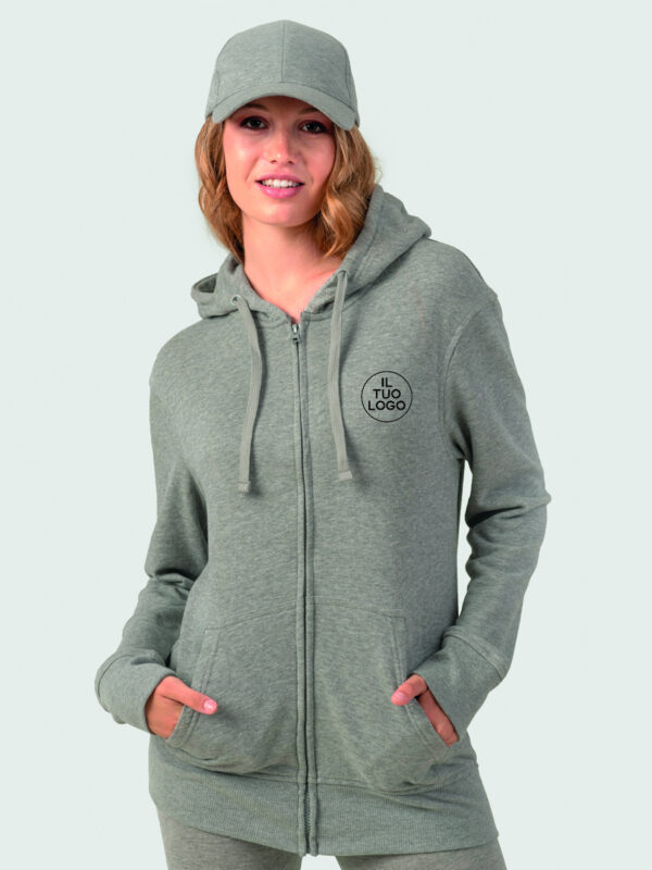Felpa donna cappuccio e zip leggera FRENCH TERRY - immagine 2