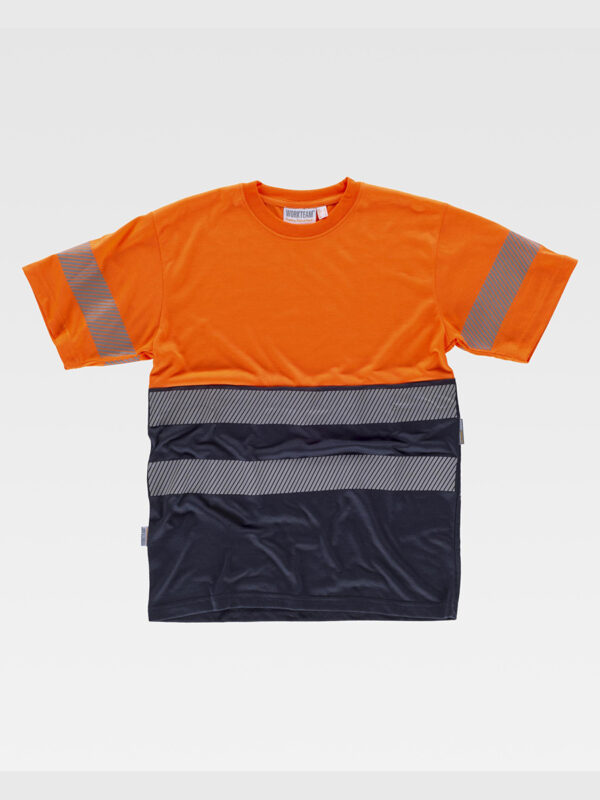 T-shirt manica corta alta visibilita e bande rifragenti discontinue - immagine 3