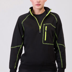 Felpa mezza zip con cuciture decorative rinforzate a contrasto UNISEX