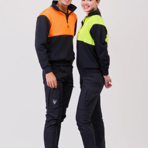Felpa bicolore mezza zip con cuciture rinforzate UNISEX