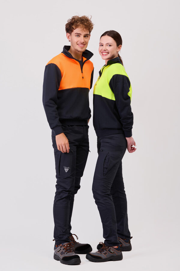Felpa bicolore mezza zip con cuciture rinforzate UNISEX