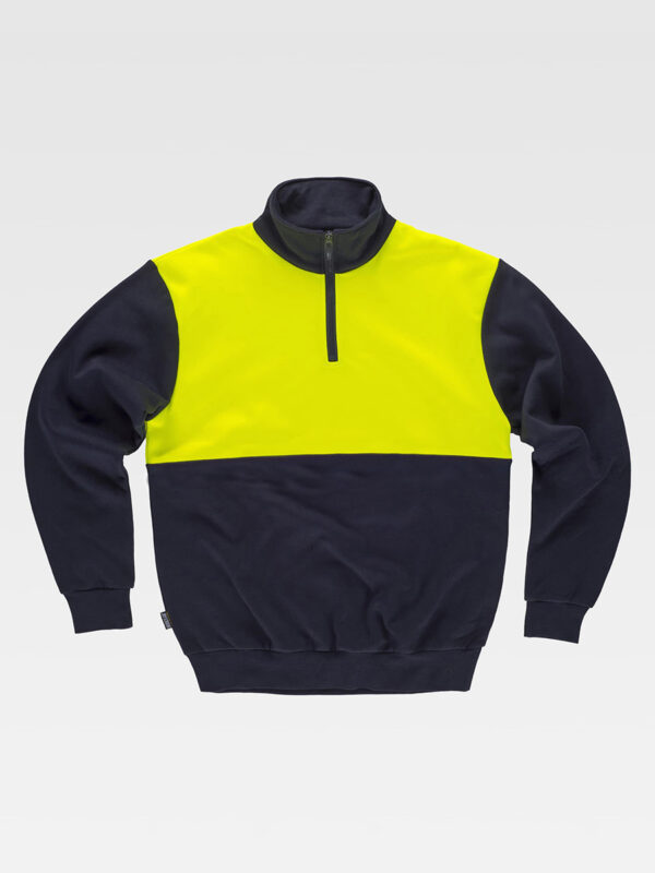 Felpa bicolore mezza zip con cuciture rinforzate UNISEX - immagine 2