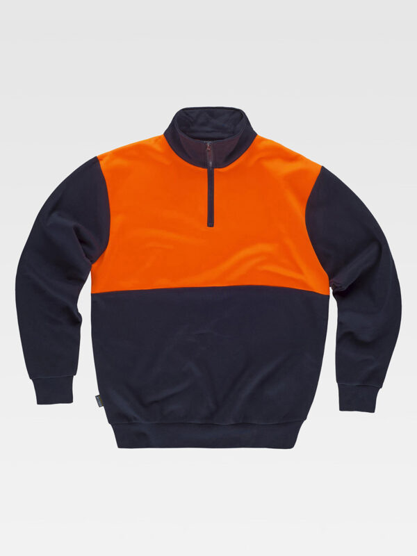 Felpa bicolore mezza zip con cuciture rinforzate UNISEX - immagine 3