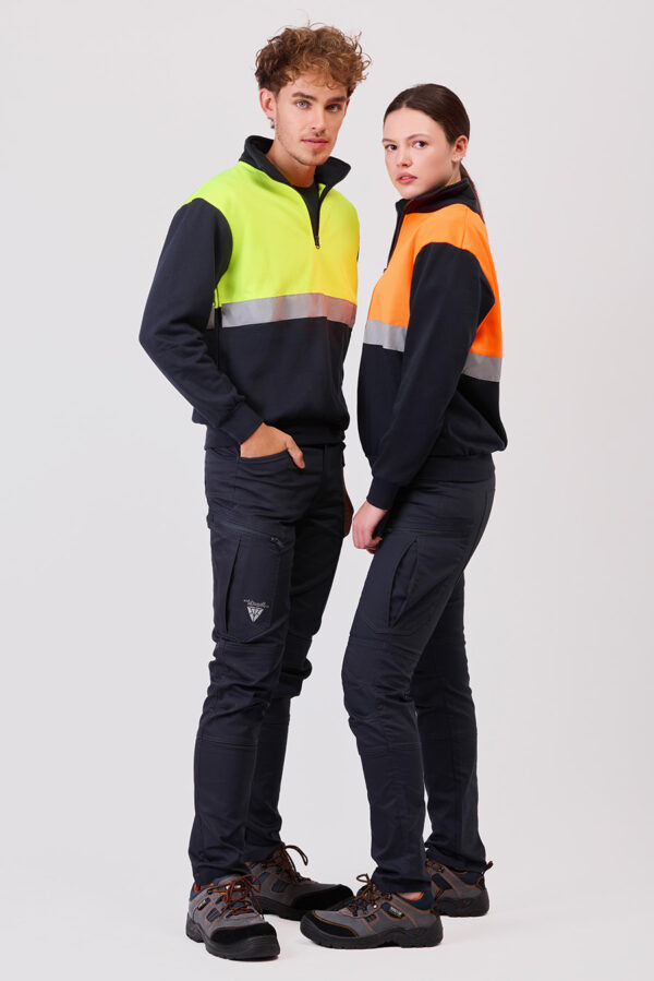 Felpa bicolore mezza zip con banda rifrangente UNISEX - immagine 2