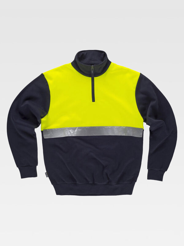 Felpa bicolore mezza zip con banda rifrangente UNISEX - immagine 5