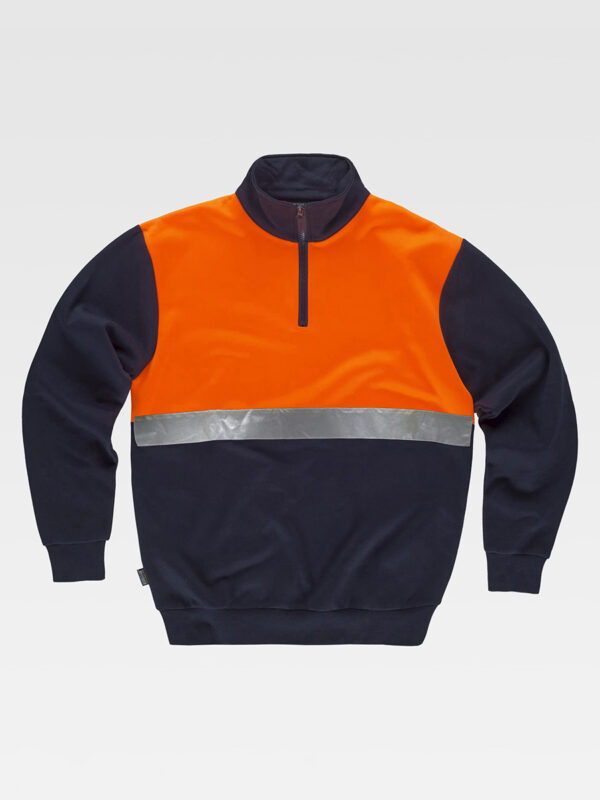 Felpa bicolore mezza zip con banda rifrangente UNISEX - immagine 4