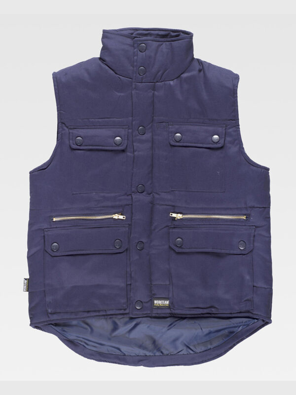 Gilet multitasche imbottito con elastico in vita
