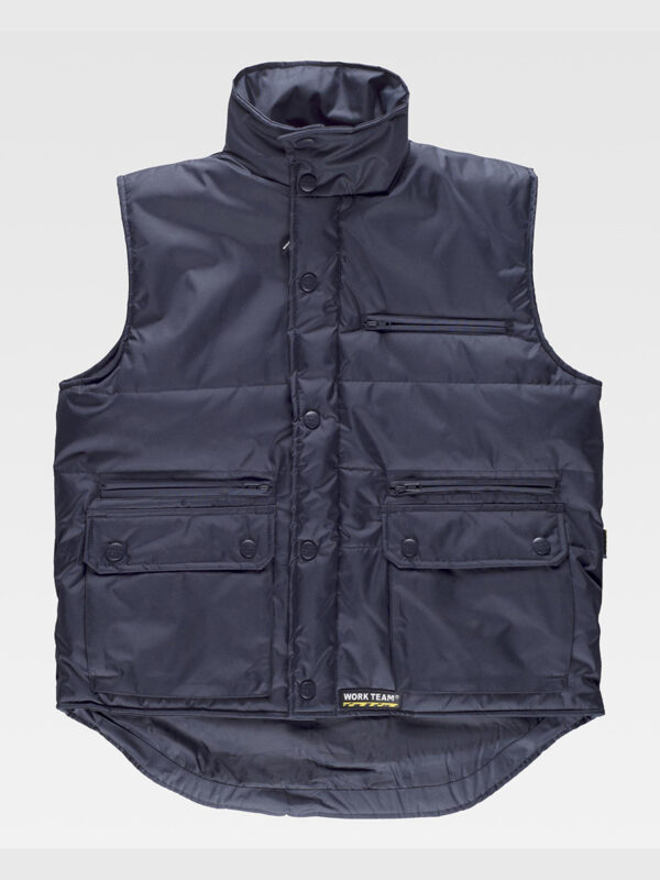 Gilet imbottito tessuto Oxford collo alto,