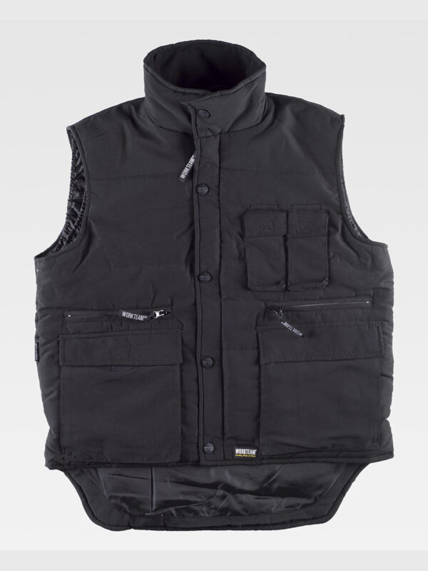 Gilet imbottito collo alto, giromanica regolabile ed elastico in vita - immagine 6