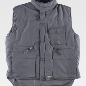 Gilet imbottito collo alto, giromanica regolabile ed elastico in vita