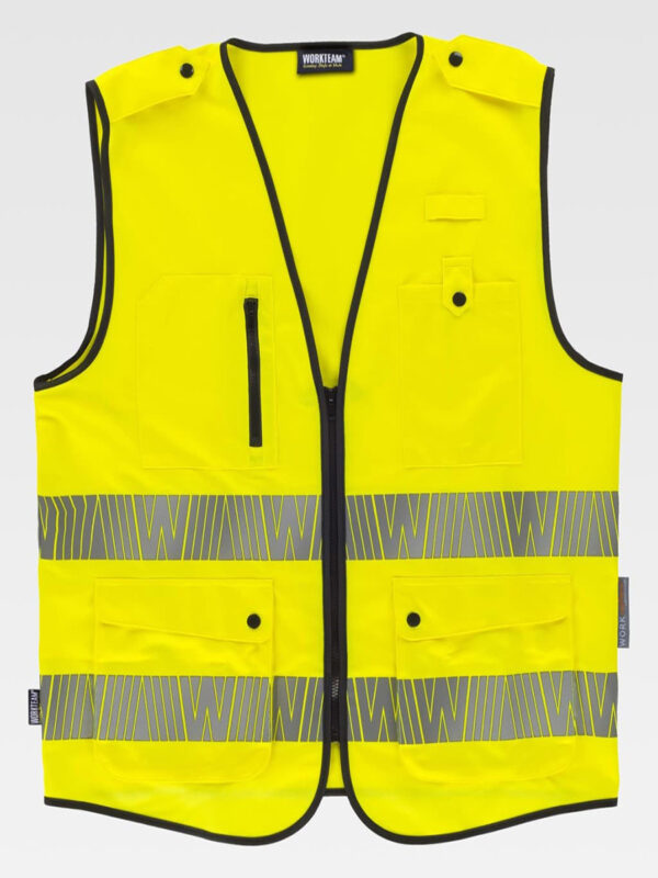 Gilet alta visibilita e bande rifrangenti segmentate