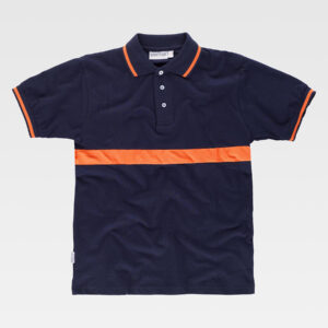 Polo manica corta con fascia colorata a contrasto