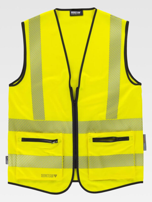 Gilet alta visibilita e bande rifrangenti discontinue
