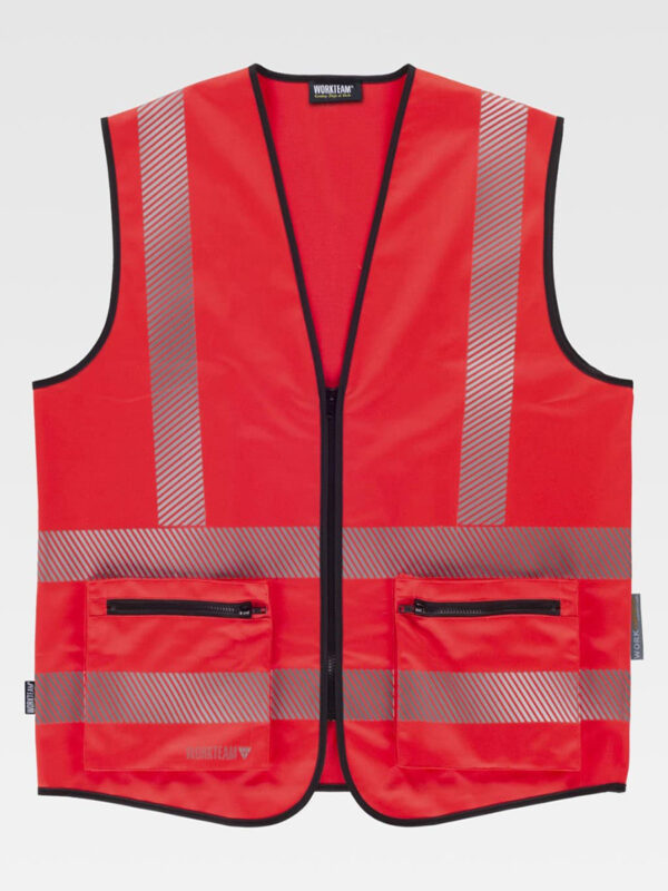 Gilet alta visibilita e bande rifrangenti discontinue