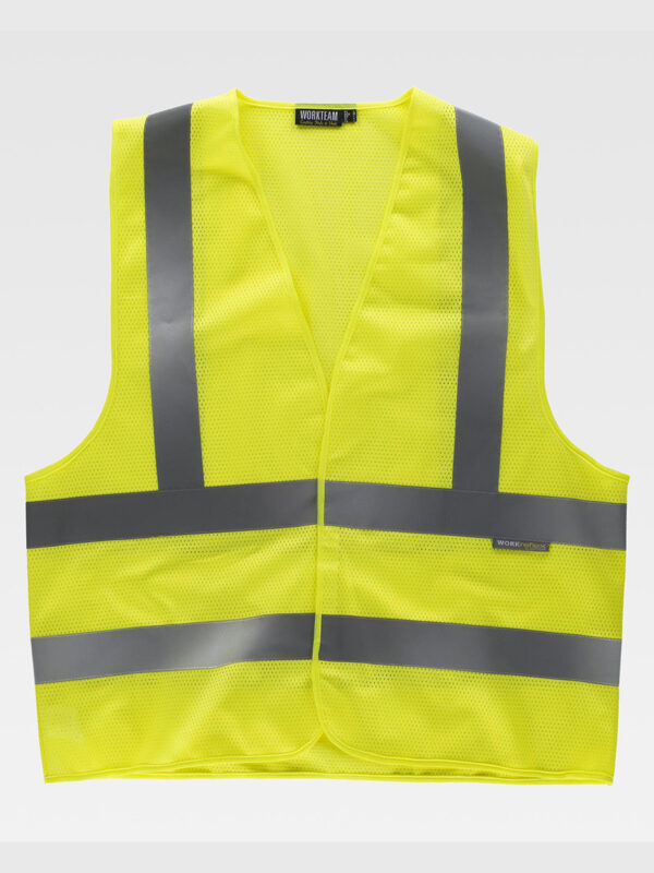 Gilet in rete certificato alta visibilità con chiusura in velcro e collo V - immagine 2