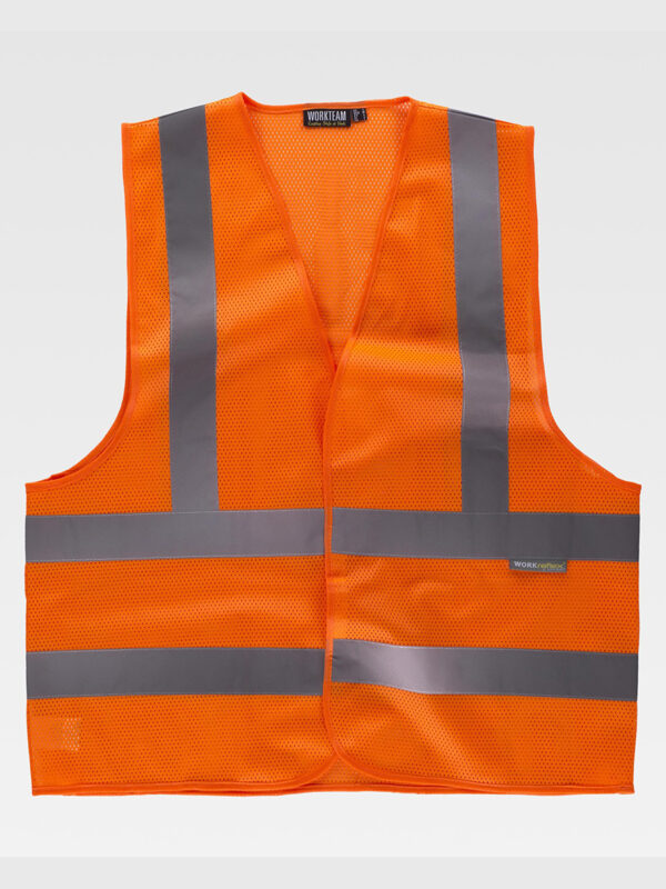 Gilet in rete certificato alta visibilità con chiusura in velcro e collo V