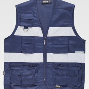 Gilet multitasche leggero bande rifrangenti