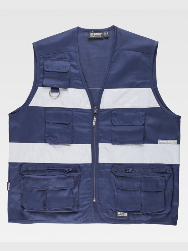 Gilet multitasche leggero bande rifrangenti