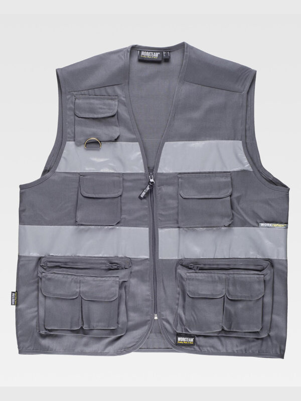 Gilet multitasche leggero bande rifrangenti - immagine 3