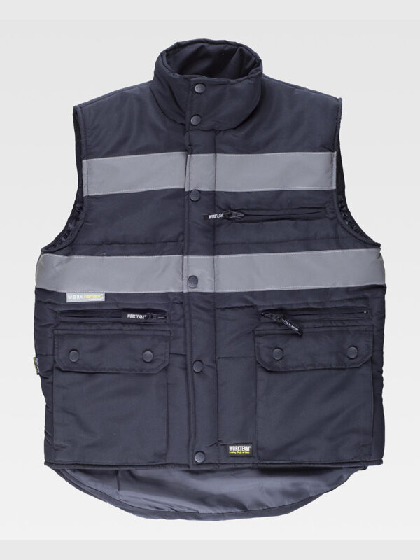 Gilet multitasche imbottito bande rifrangenti