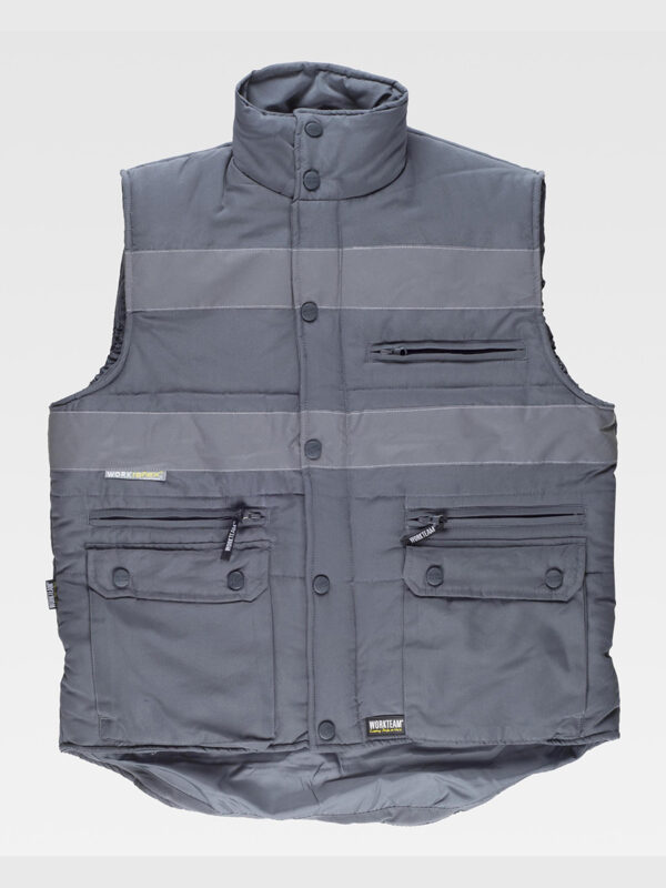 Gilet multitasche imbottito bande rifrangenti - immagine 3