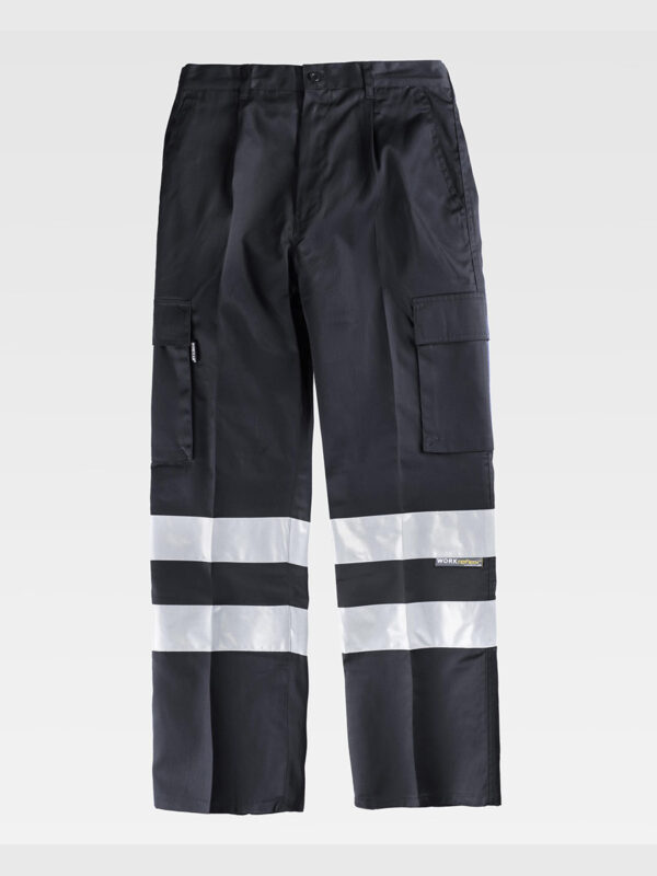 Pantalone da lavoro multitasche bande rifrangenti - immagine 3