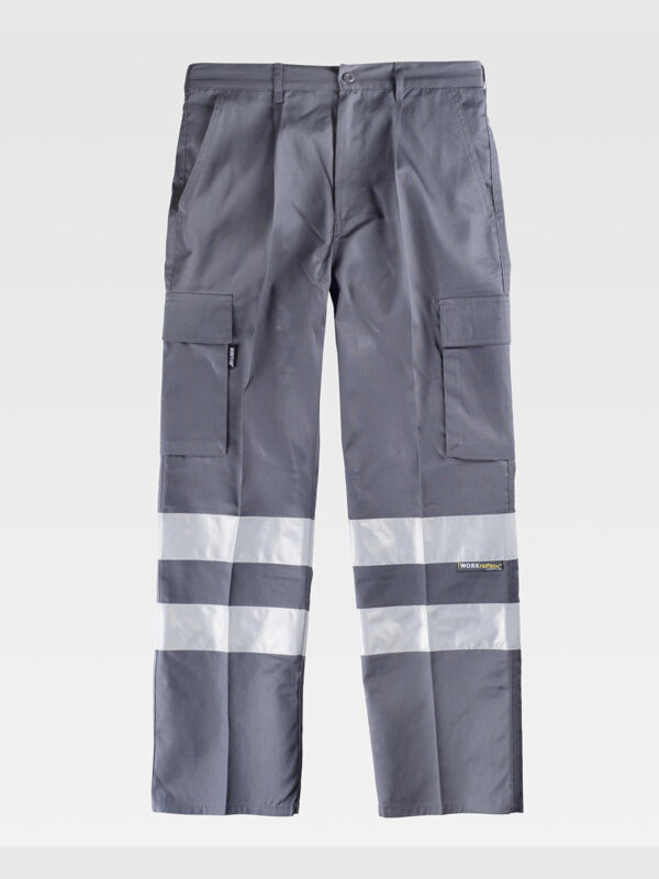 Pantalone da lavoro multitasche bande rifrangenti - immagine 4