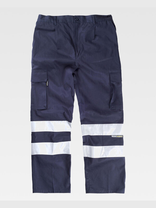Pantalone da lavoro multitasche bande rifrangenti - immagine 2