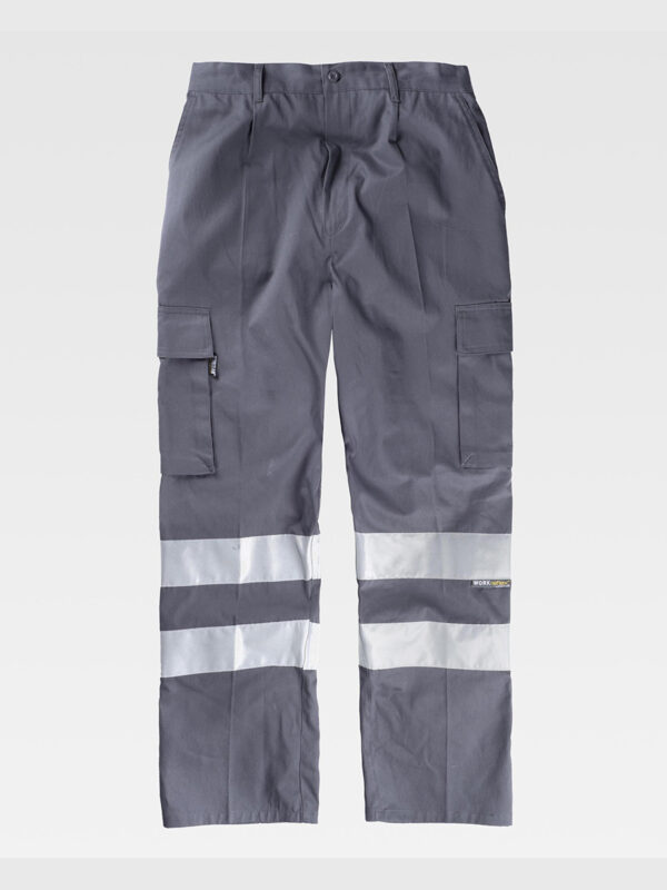Pantalone da lavoro multitasche bande rifrangenti