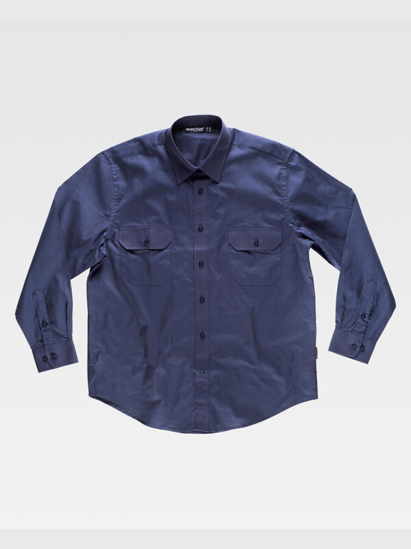 Camicia uomo manica lunga due tasche sul petto cotone - immagine 2