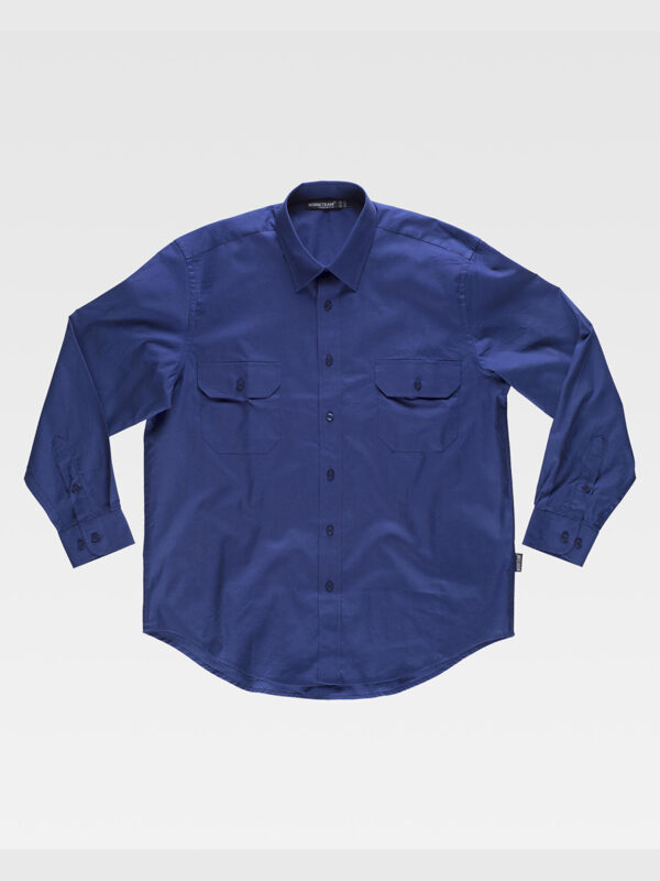 Camicia uomo manica lunga due tasche sul petto cotone - immagine 3