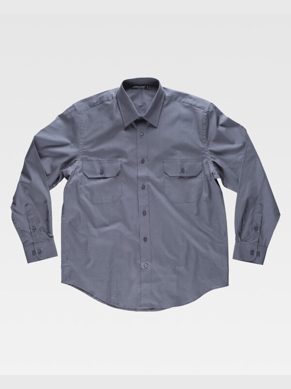 Camicia uomo manica lunga due tasche sul petto cotone