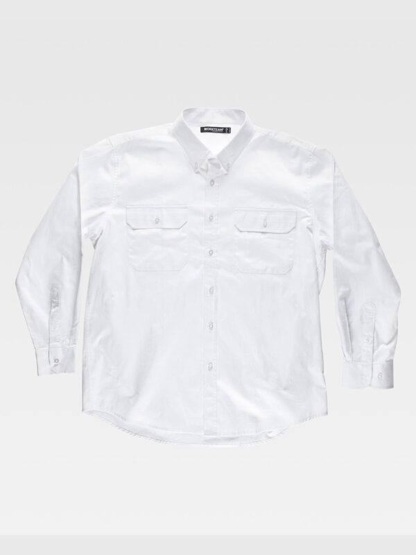Camicia uomo manica lunga due tasche sul petto cotone - immagine 2