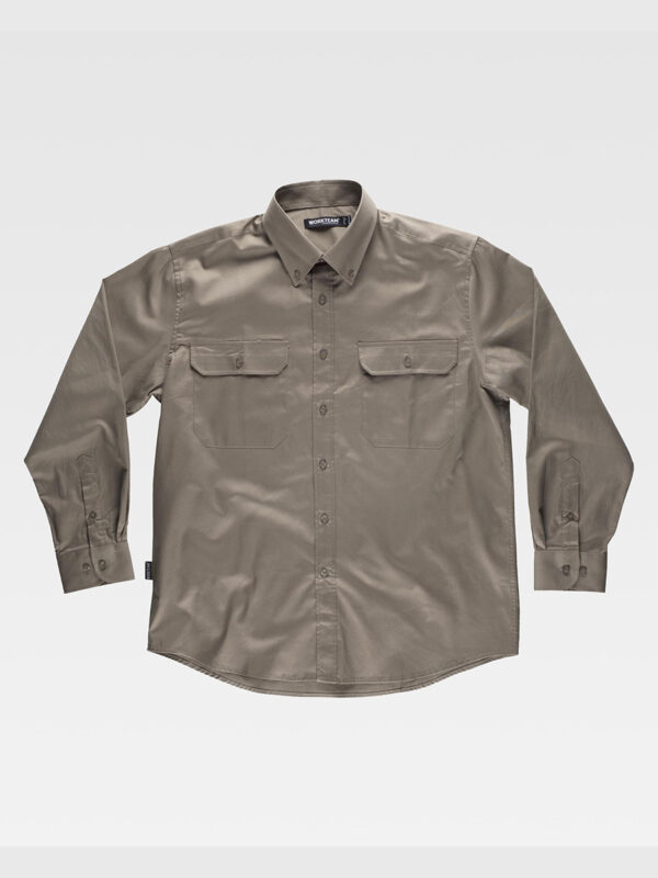 Camicia uomo manica lunga due tasche sul petto cotone - immagine 4