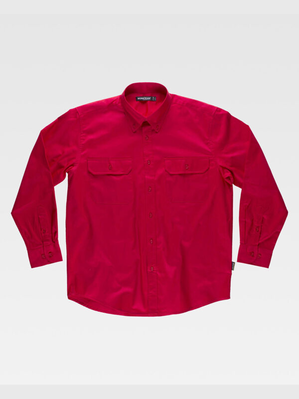 Camicia uomo manica lunga due tasche sul petto cotone