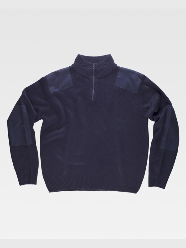 Pullover unisex mezza zip rinforzi in twill - immagine 2