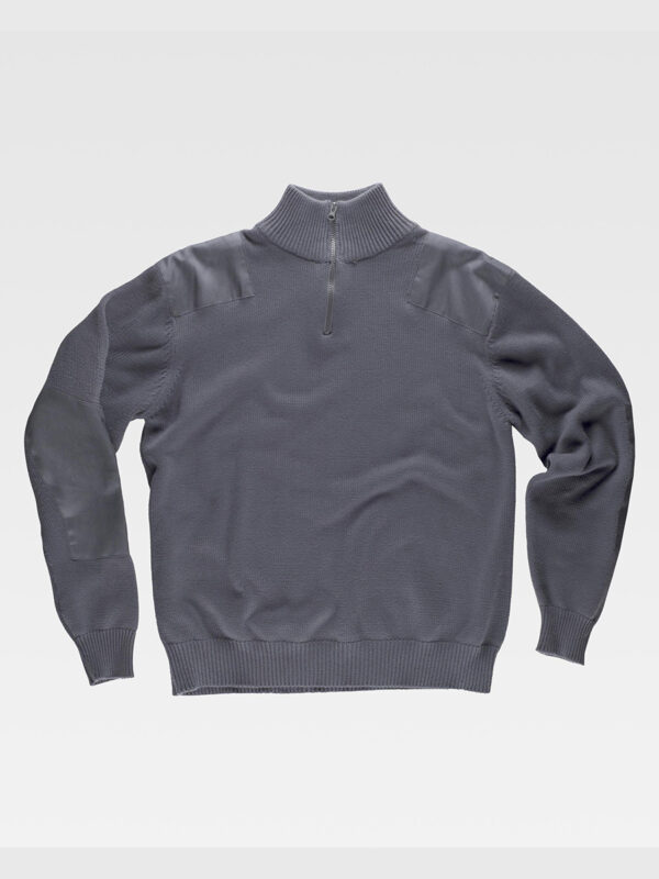 Pullover unisex mezza zip rinforzi in twill - immagine 3