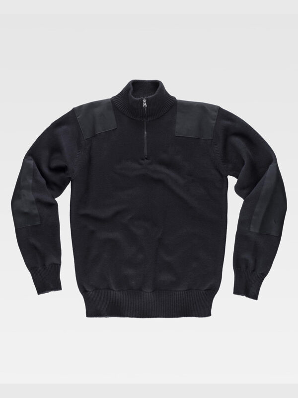 Pullover unisex mezza zip rinforzi in twill - immagine 3
