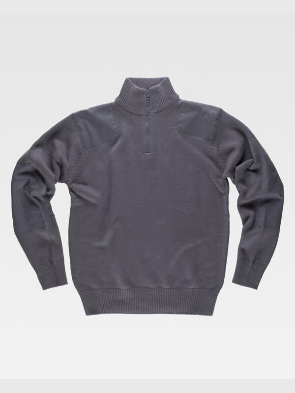 Pullover unisex mezza zip rinforzi in twill - immagine 4