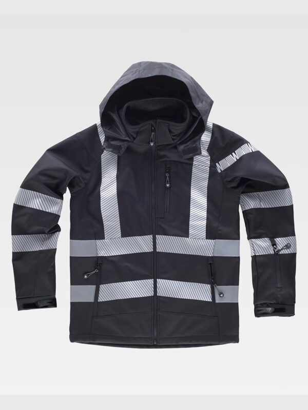 Softshell con cappuccio alta visibilita e bande rifrangenti discontinue - immagine 5
