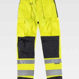 Pantalone triple cuciture protezione alle ginocchia alta visibilita classe 1