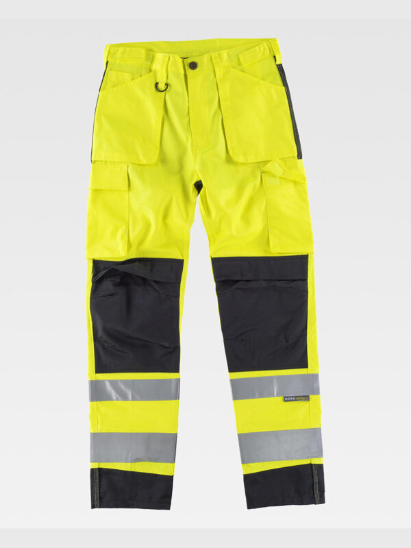 Pantalone triple cuciture protezione alle ginocchia alta visibilita classe 1