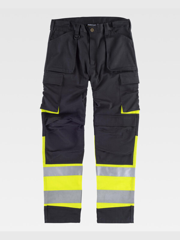 Pantalone triple cuciture protezione alle ginocchia alta visibilita classe 1