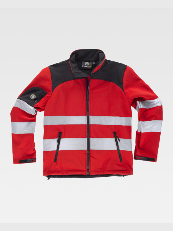 Softshell tessuto ripstop alta visibilita e bande rifrangenti