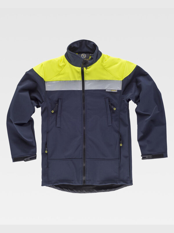 Softshell alta visiilita e bande rifrangenti