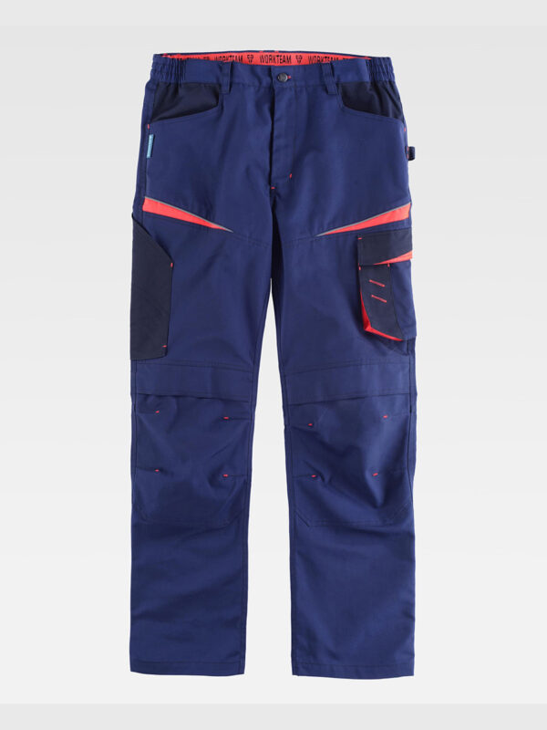 Pantalone da lavoro multitasche protezione alle ginocchia tessuto canvas - immagine 2